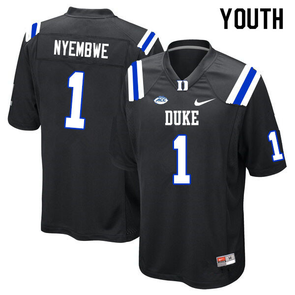 Youth #1 Axel Nyembwe Duke Blue Devils College Football Jerseys Sale-Black